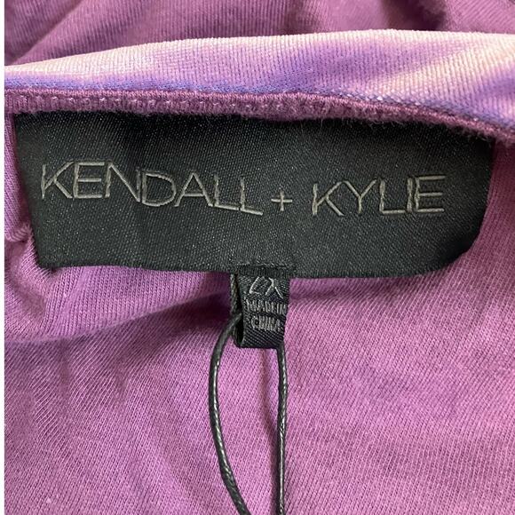 New Kendall & Kylie Velvet Purple Aqua Front Tie Top Plus Size 2X - Picture 5 of 6